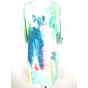 Maeve Anthropologie Silk Shift Dress Womens Large Multi Color Print Colorful